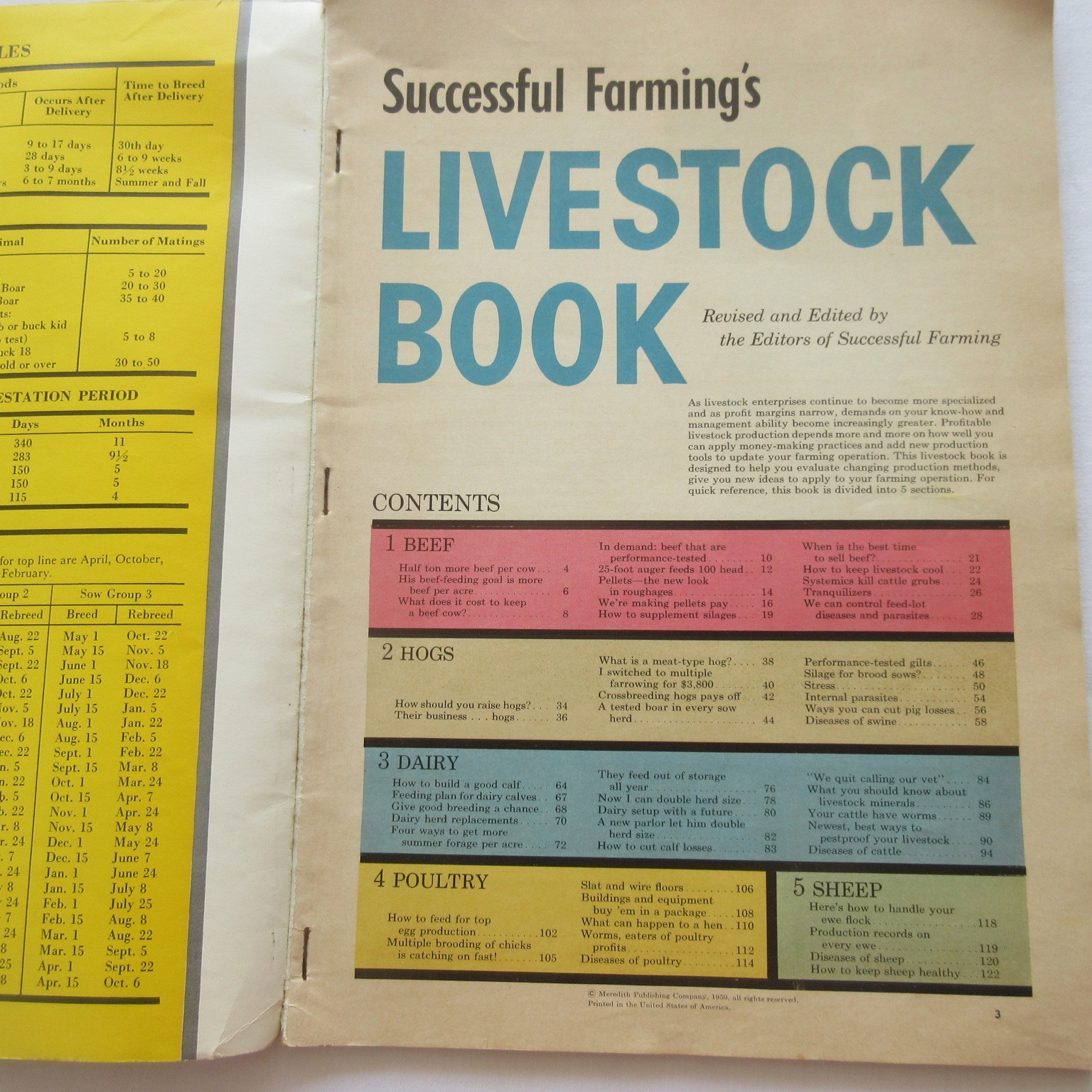 Vintage 1959 Successful Farming&rsquo;s Livestock Book Beef Hogs Dairy Poultry Sheep