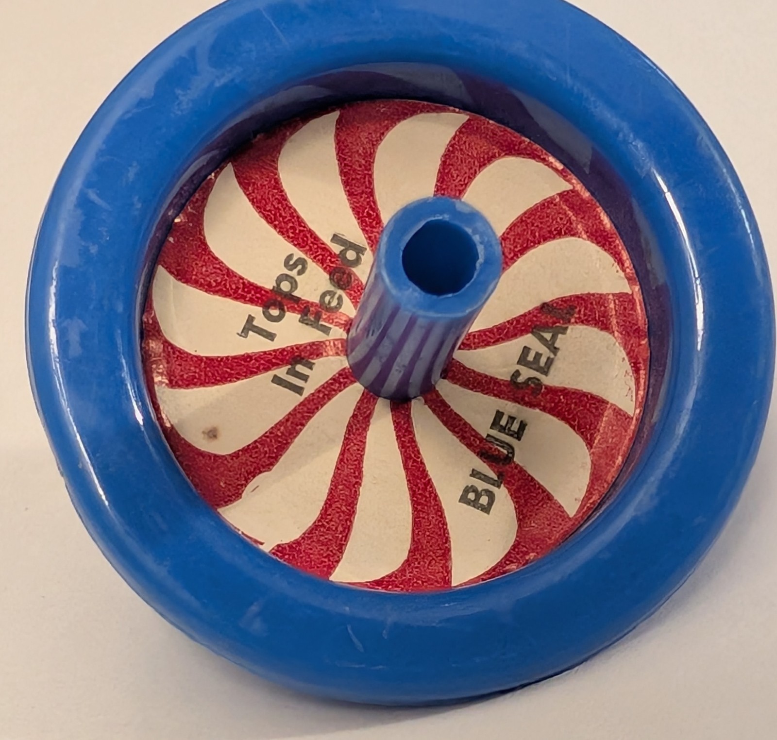 Vintage Blue Seal Feed Spinning Top – Promo Ad Toy – Farm Animal Nutrition Feeds