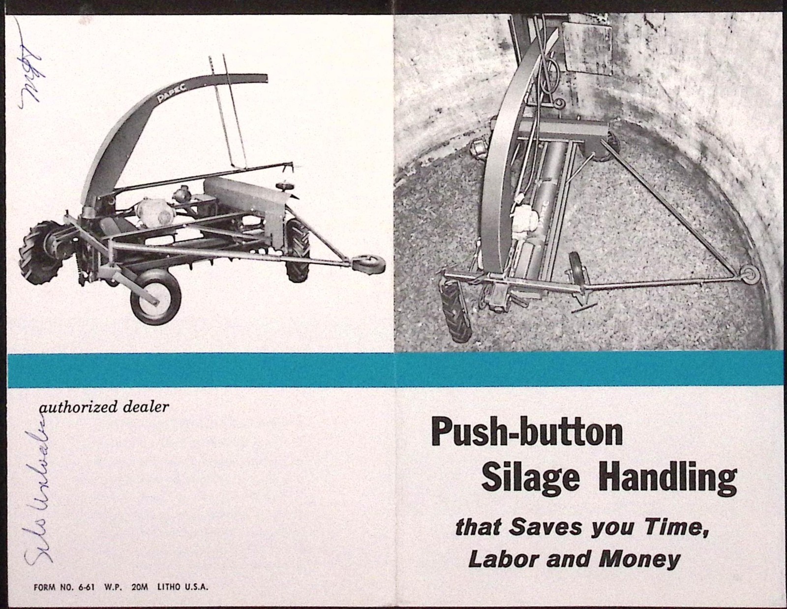 1961 PAPEC 50 Silo Unloader Push Button Silage Handling Brochure