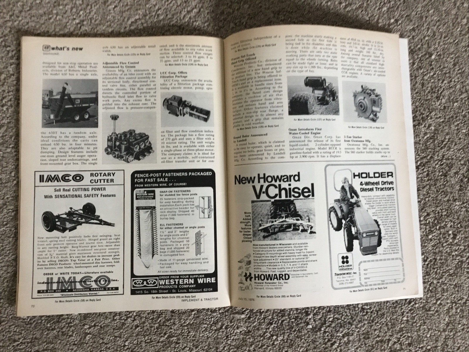 Implement & Tractor Magazine July 15, 1976 Farming Agriculture Vintage Ads J