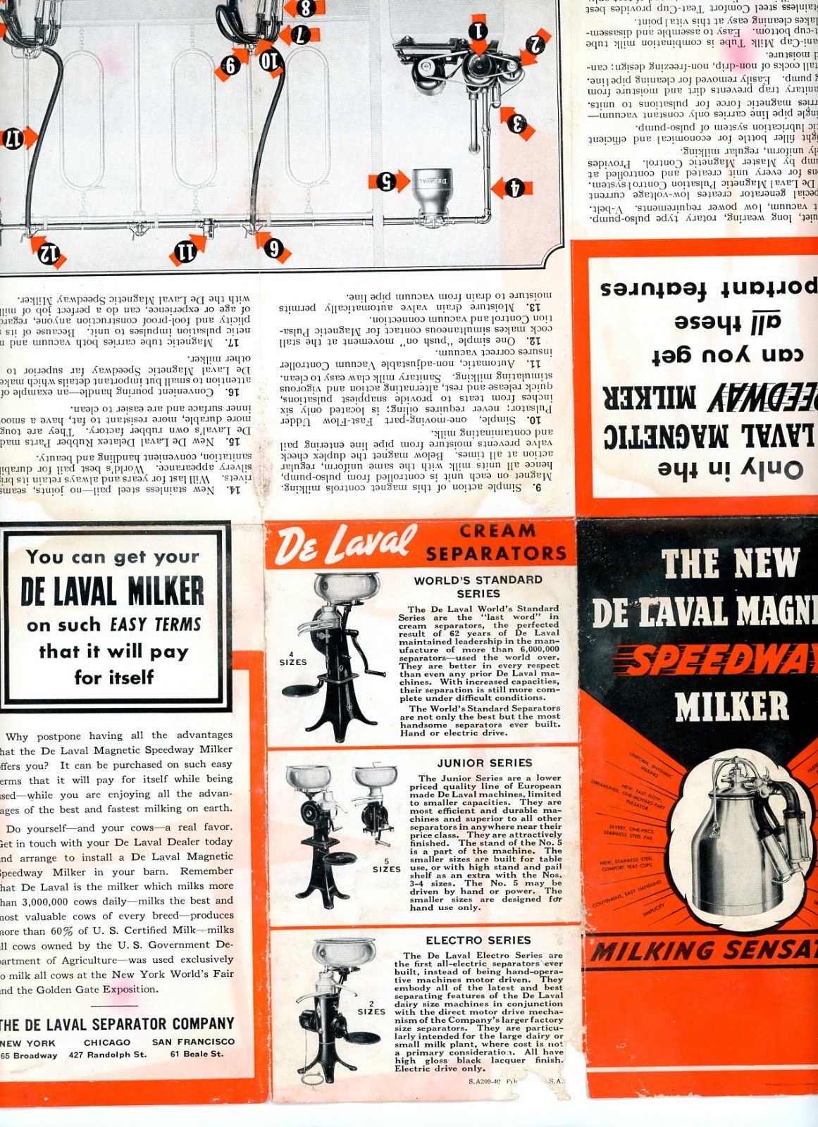 De Laval Separator Company Brochure Lot Milker Cream Cows Farming Dairy 1940s