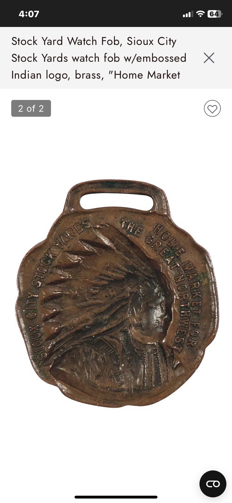 Antique 19thC Sioux City Stock Yards Watch Fob Production Die – Cincinnati