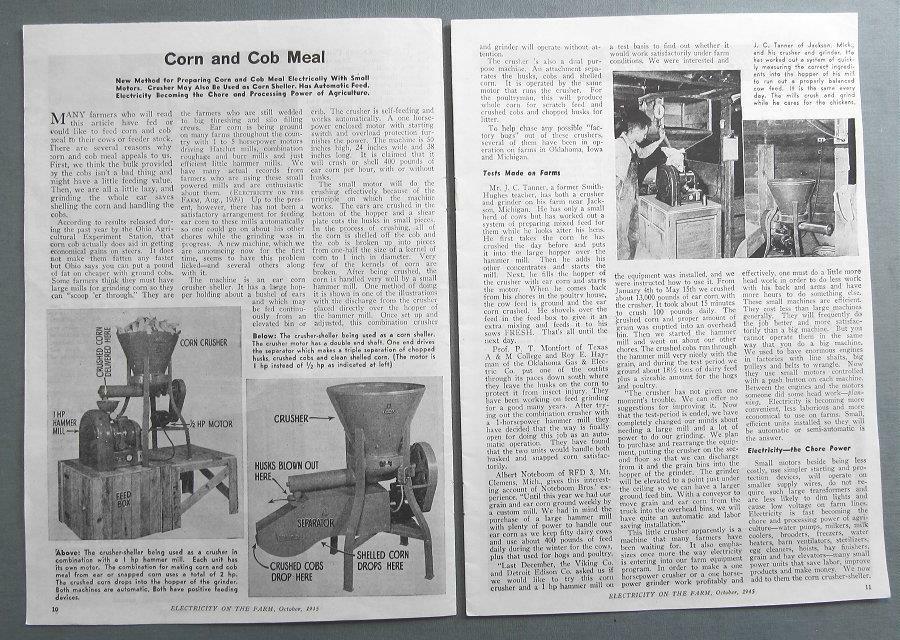 Original 1945 Electric Farmer Article Features J C Tanner of Jackson Michigan