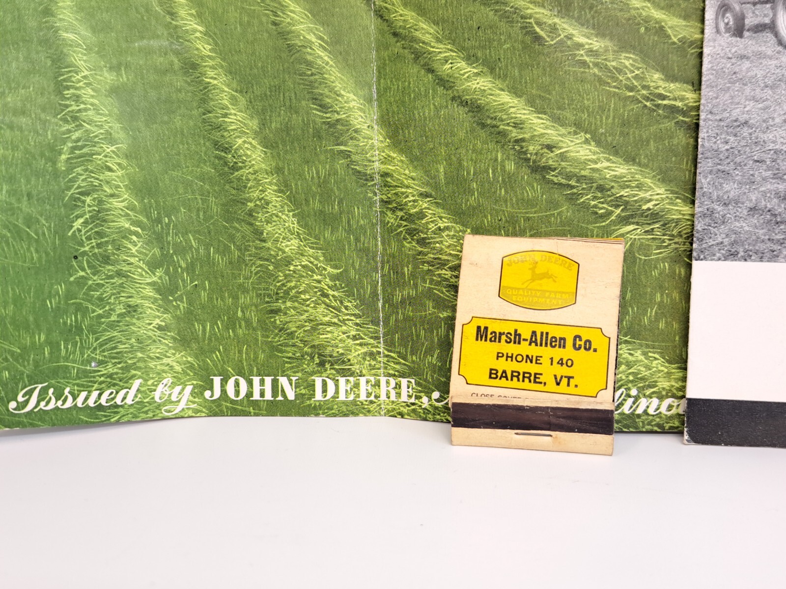 VINTAGE JOHN DEERE AD PAMPHLET BOOKLET MATCHBOOK COVER MARSH-ALLEN CO. BARRE VT