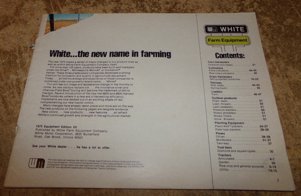 1975 white farm equipment full line catalog missing cover in good shape used