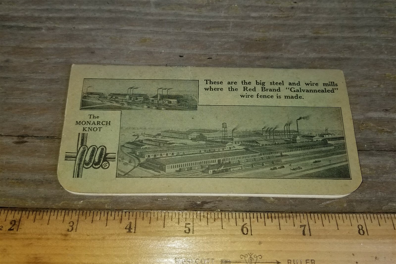 ANTIQUE MONARCH RED BRAND FENCE POCKET NOTEBOOK ADVERTISING PEORIA ILLINOIS