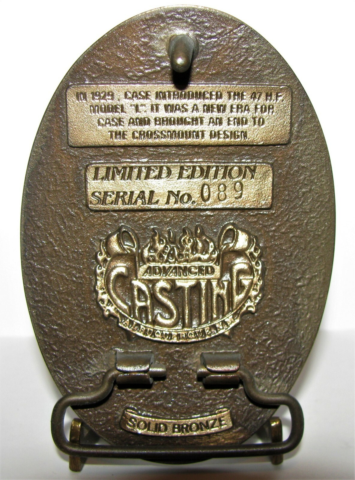 1991 HEATWOLE Threshing Association Case Model L Tractor Bronze Belt Buckle #89