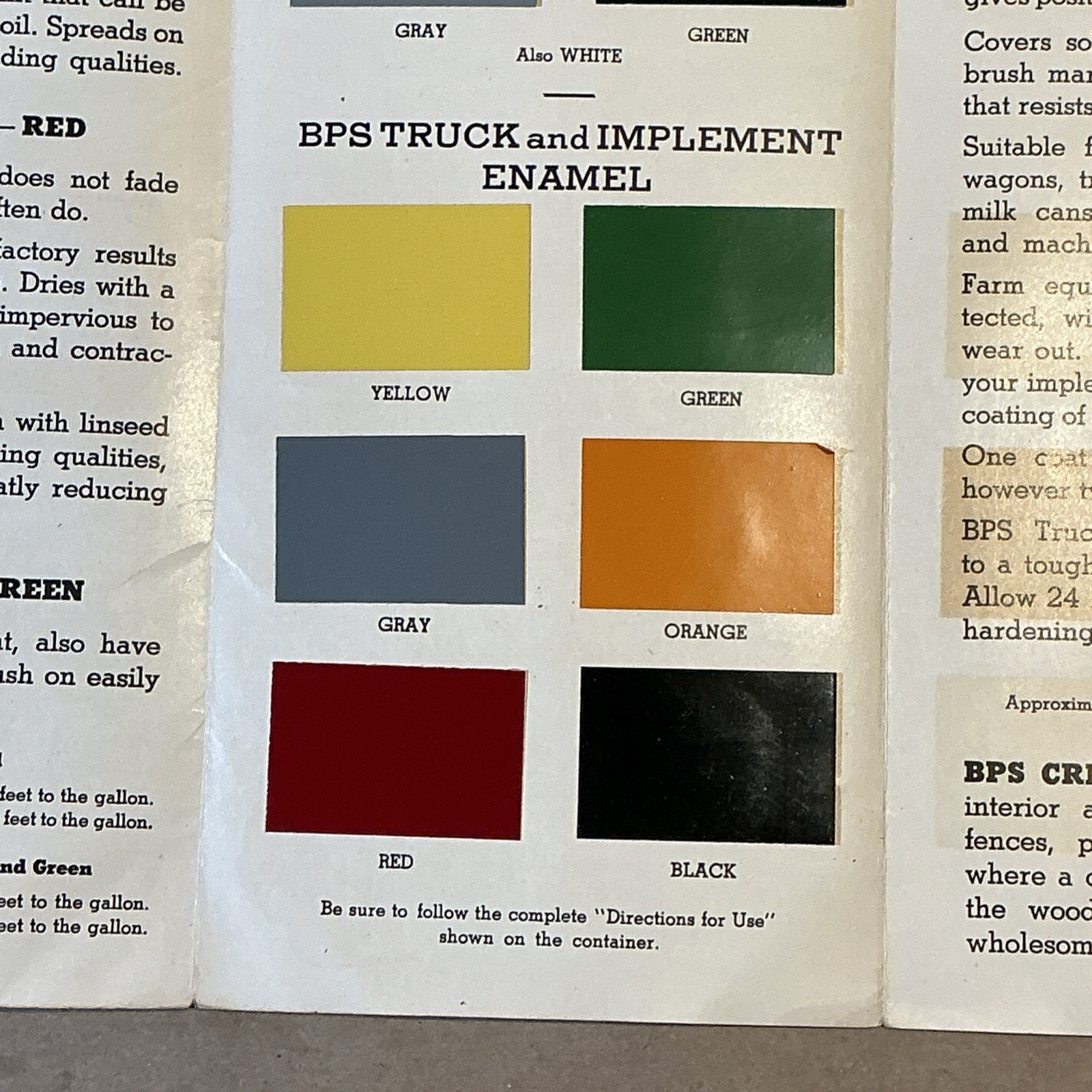 Vintage 1950 Tractor Colors BPS Paint Brochure INV-AD14