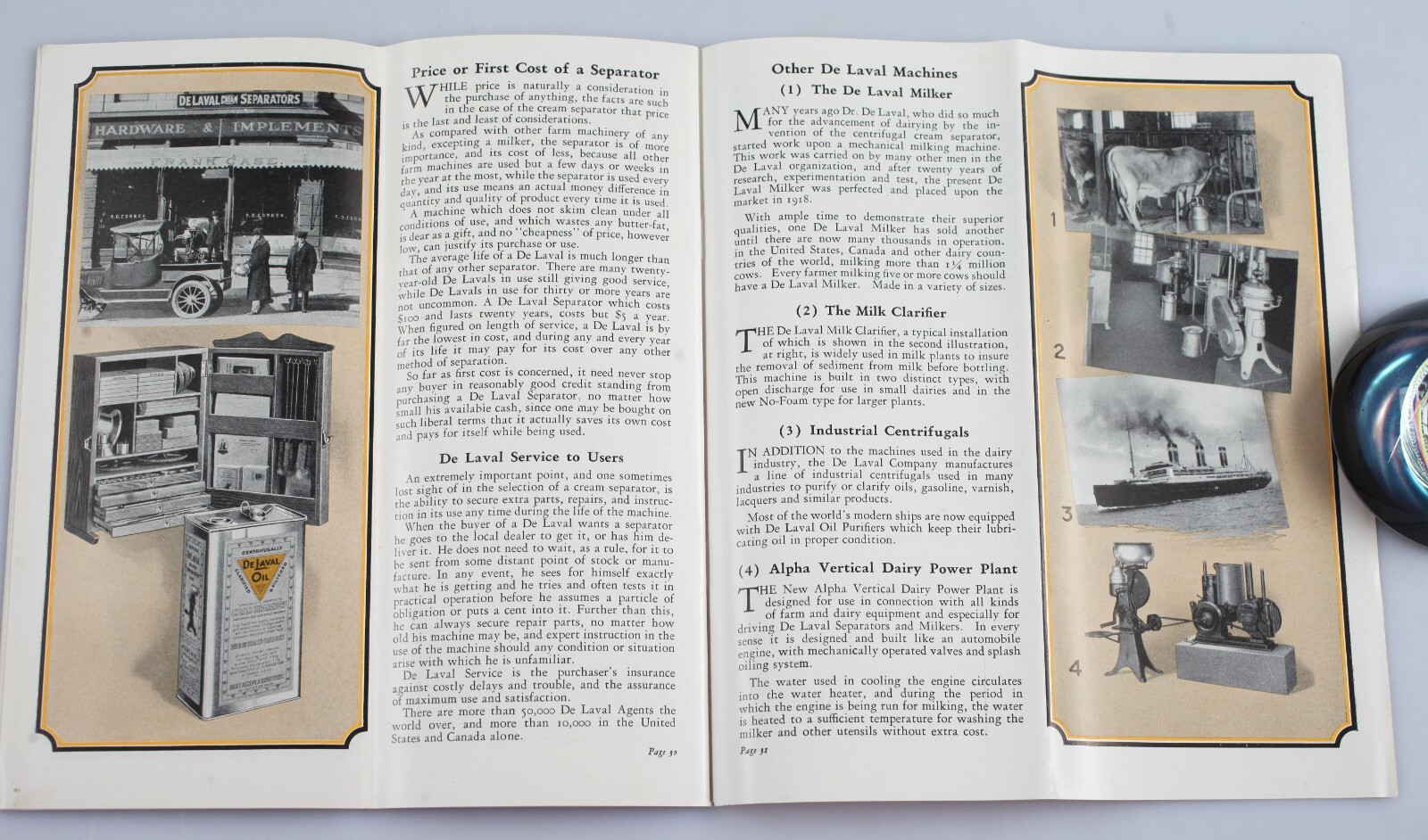 Vintage 1929 De Laval Cream Separator Brochure Pamphlet Golden Utility Series