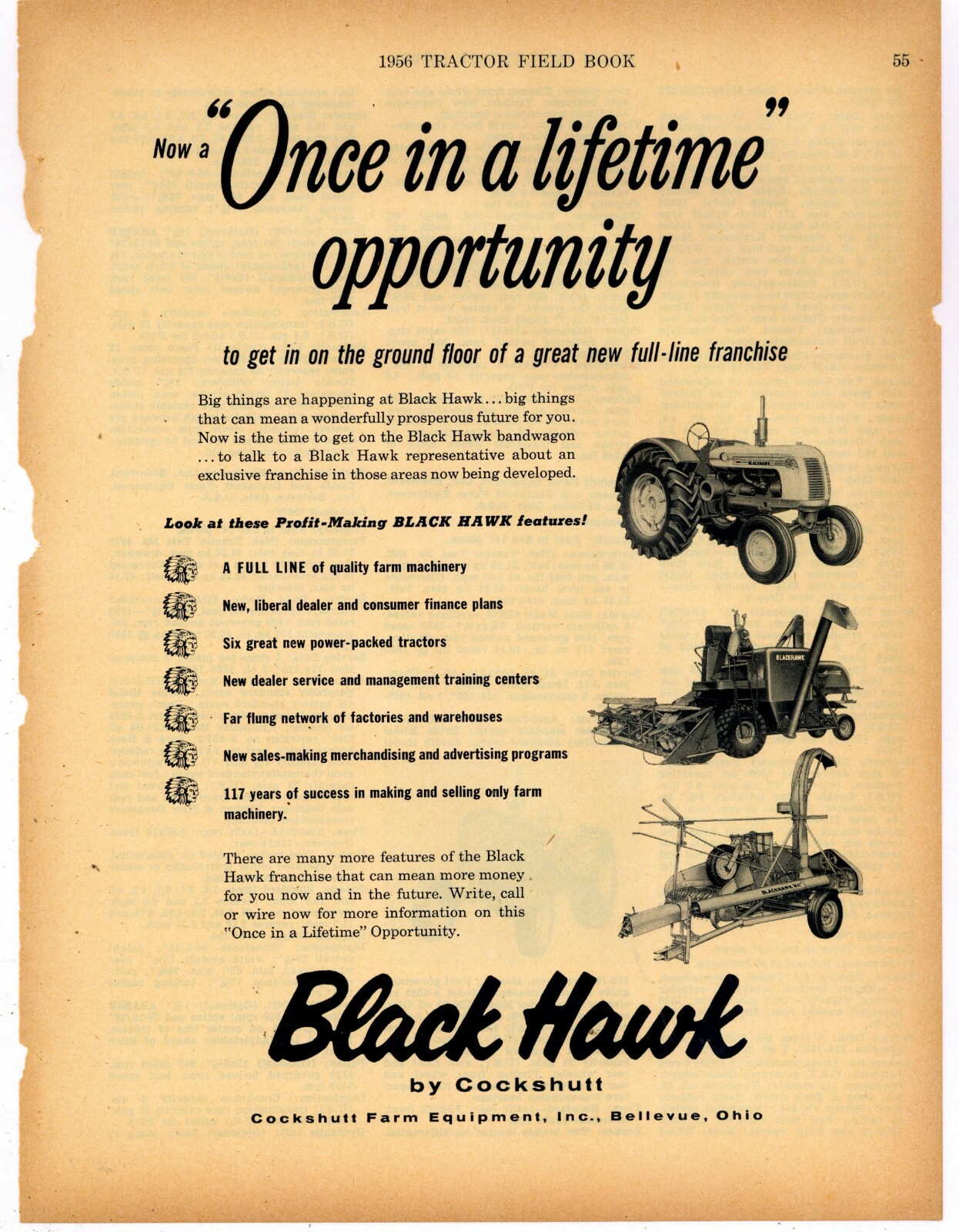 1956 Cockshutt Tractors Ad: Black Hawk Tractors by Cockshutt – Bellevue, OhiO