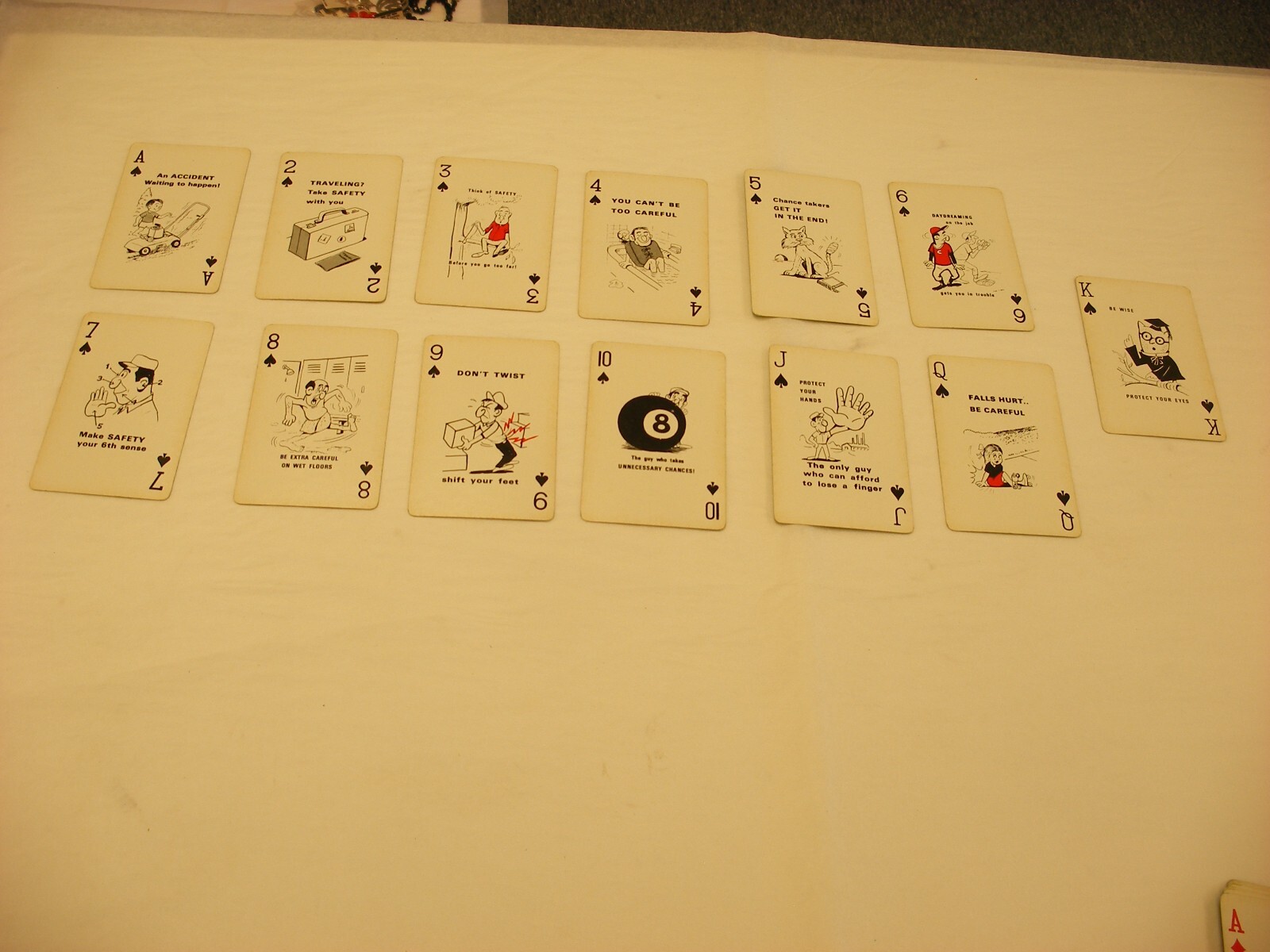 Vintage A.O. Smith Safety Record Comic Playing Cards – missing 3 of clubs