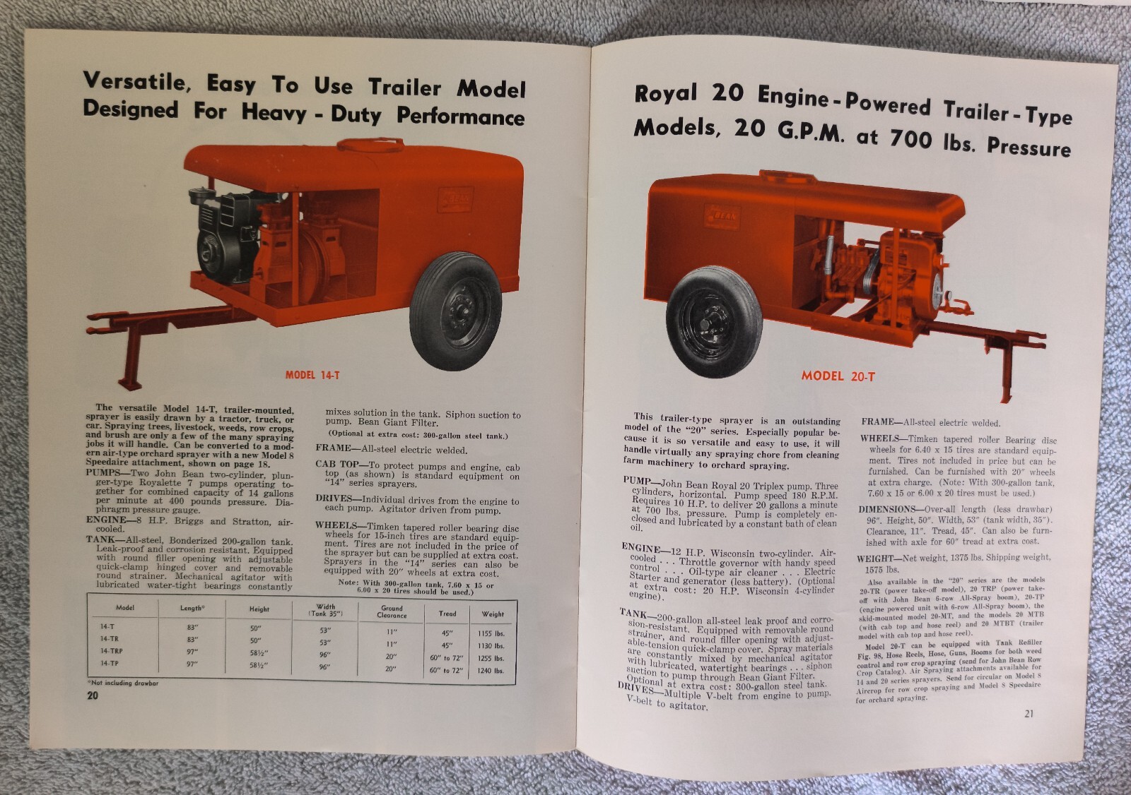 VINTAGE 1950&rsquo;s JOHN BEAN ALL PURPOSE SPRAYERS 24 Page BROCHURE/CATALOG