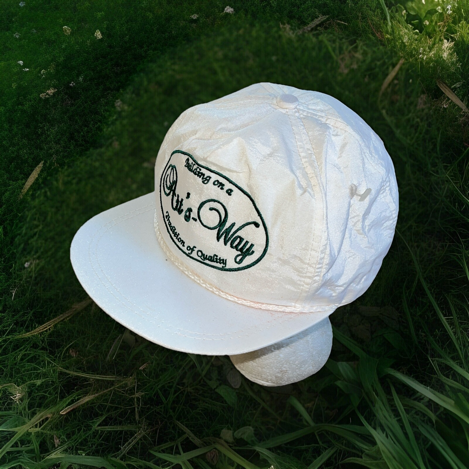Art’s Way Farmers Hat Cap Leather Strap Embroidered Patch vtg K Products in USA
