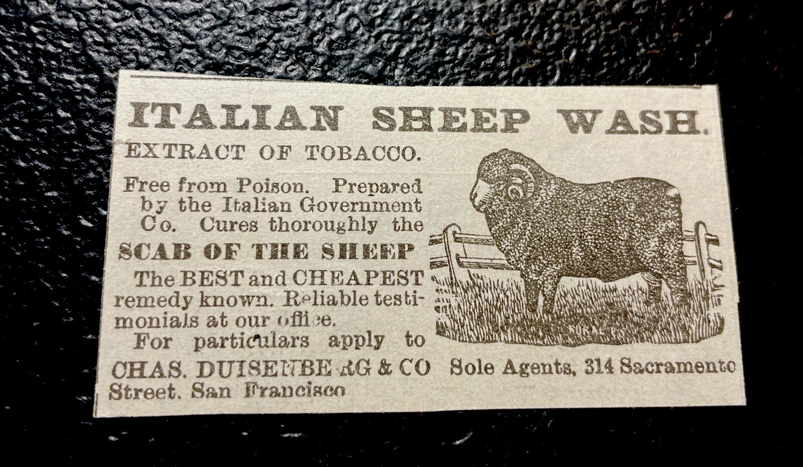 ORIGINAL 1883 Sheep Farm Advertising – San Francisco – California