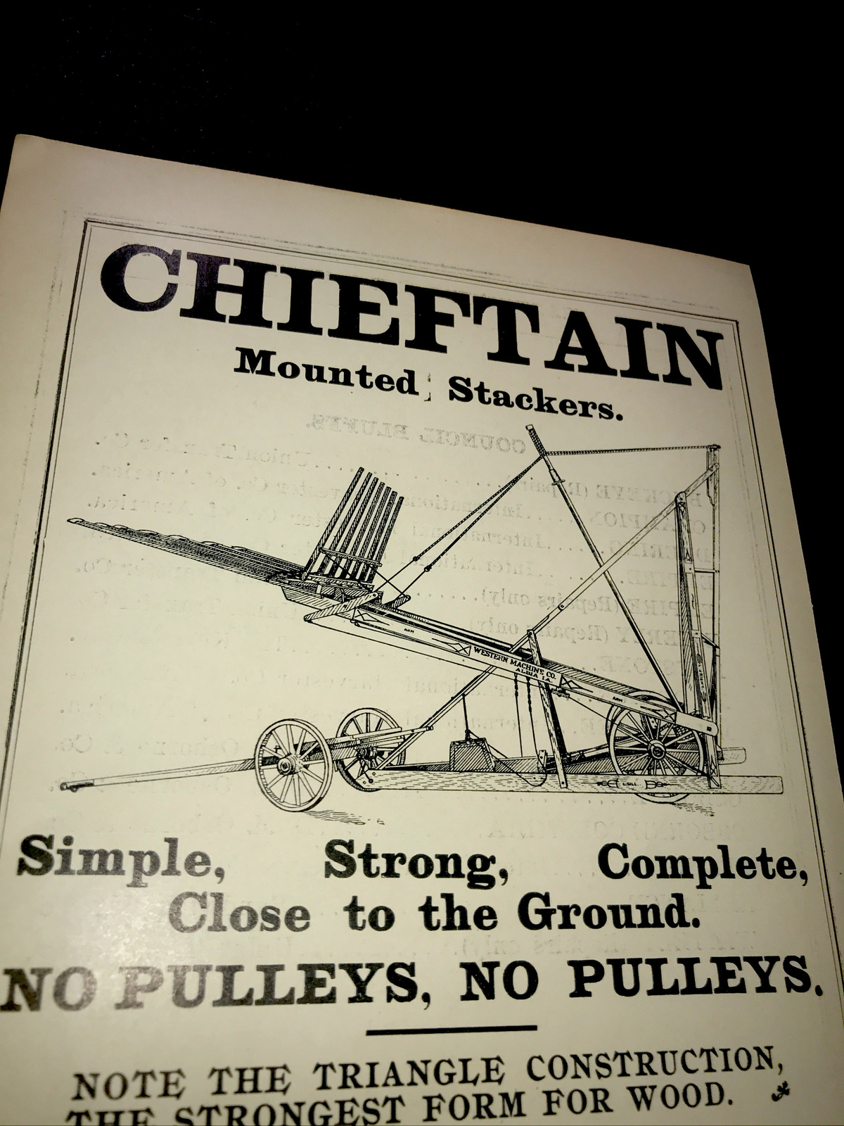 1905 Chieftain Stacker Farm Advertising – Pioneer Implement Council Bluffs Iowa