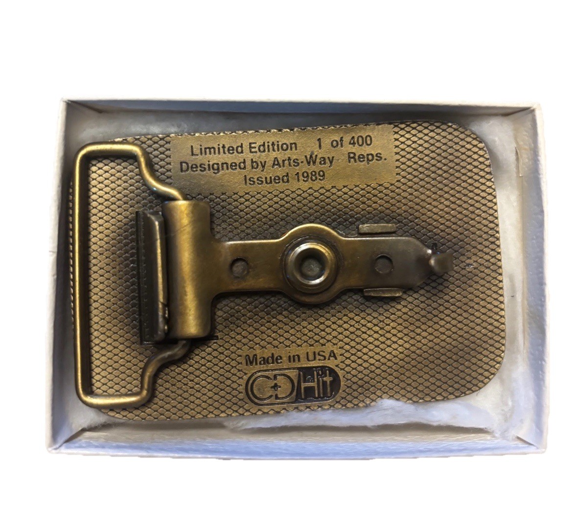1989 ARTS WAY FARM EQUIPMENT BRASS BELT BUCKLE 1 OF 400 SUGAR BEET TOPPER NIB