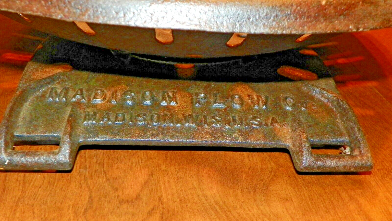 vtg madison plow co. metal tractor seat madison wis. usa about 17 » x 14 »