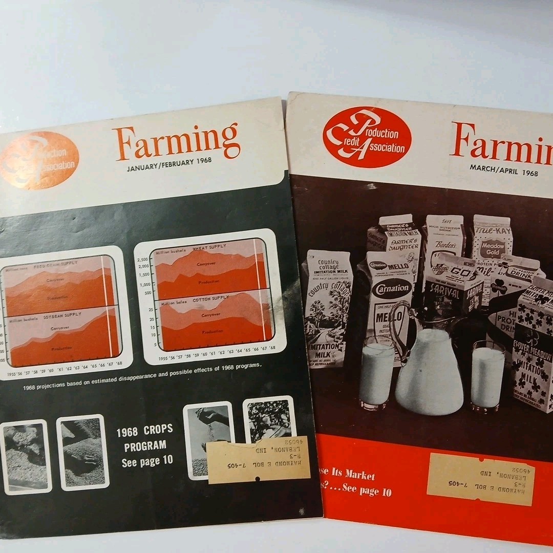 Production Credit Association Magazines 1968 Dairy Row Crops Milk Cartons Jan-A