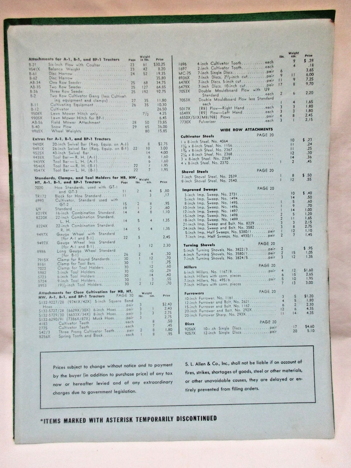1947 PLANET JR. Garden Tractors Catalog #16 and Price List! S.L. Allen & Co.,Inc