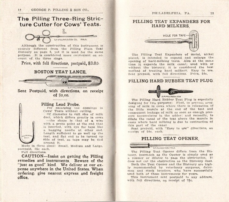 The Pilling Easy to Use Cattle Instruments.. Catalog, George Pilling & Son, 1908