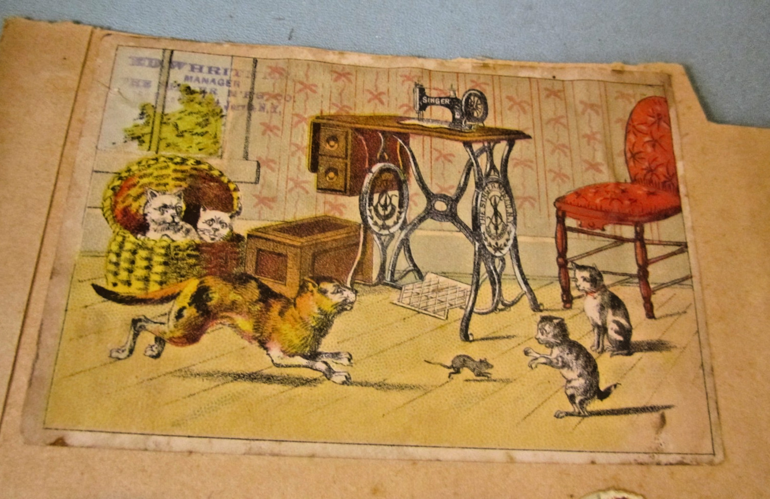 1890&rsquo;s The Biggle Dinner Farmers at the First Table Victorian Color Litho + Card
