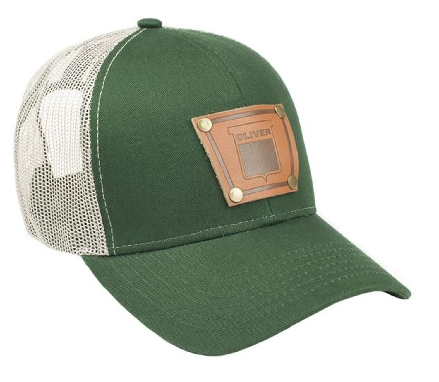 Green Keystone Oliver Faux Leather Emblem Hat With Mesh Back