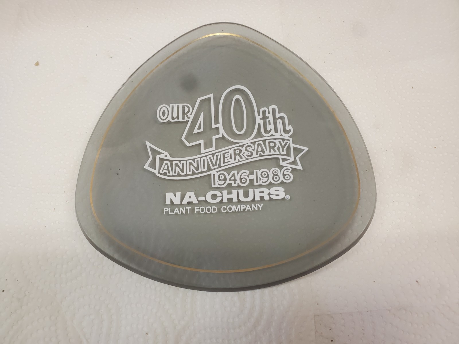 Glass Plate Na-churs Plant Food 40th Anniversary 1946-1986 Readlyn Iowa Farm