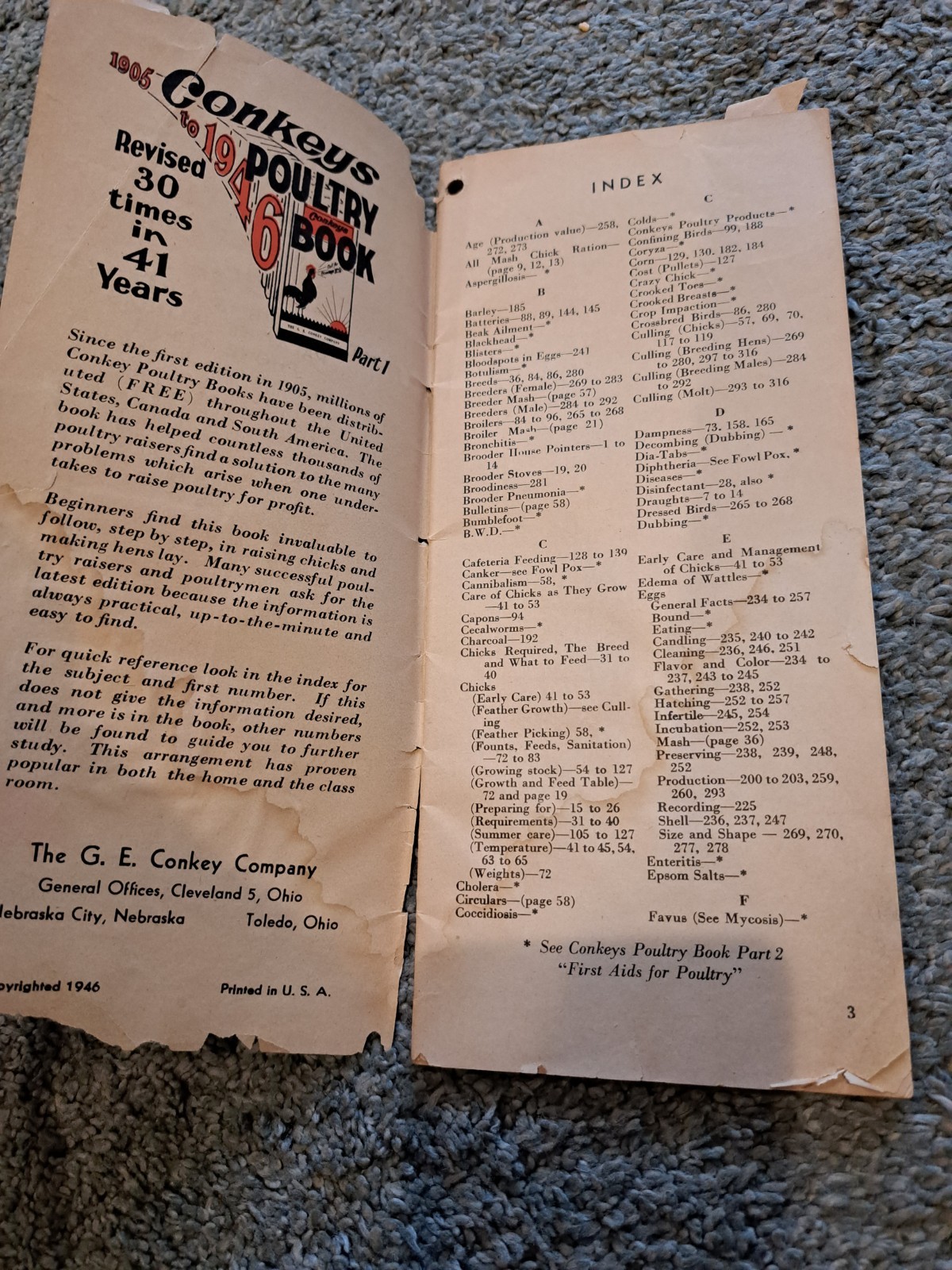 Conkeys Poultry Reference Book Part I 1946 G. E. Conkey Co. Chickens