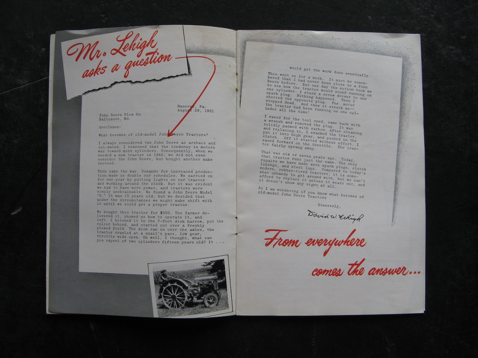 1951 WHAT HAPPENS to OLD MODEL JOHN DEERE TRACTORS ? Sales Booklet VINTAGE