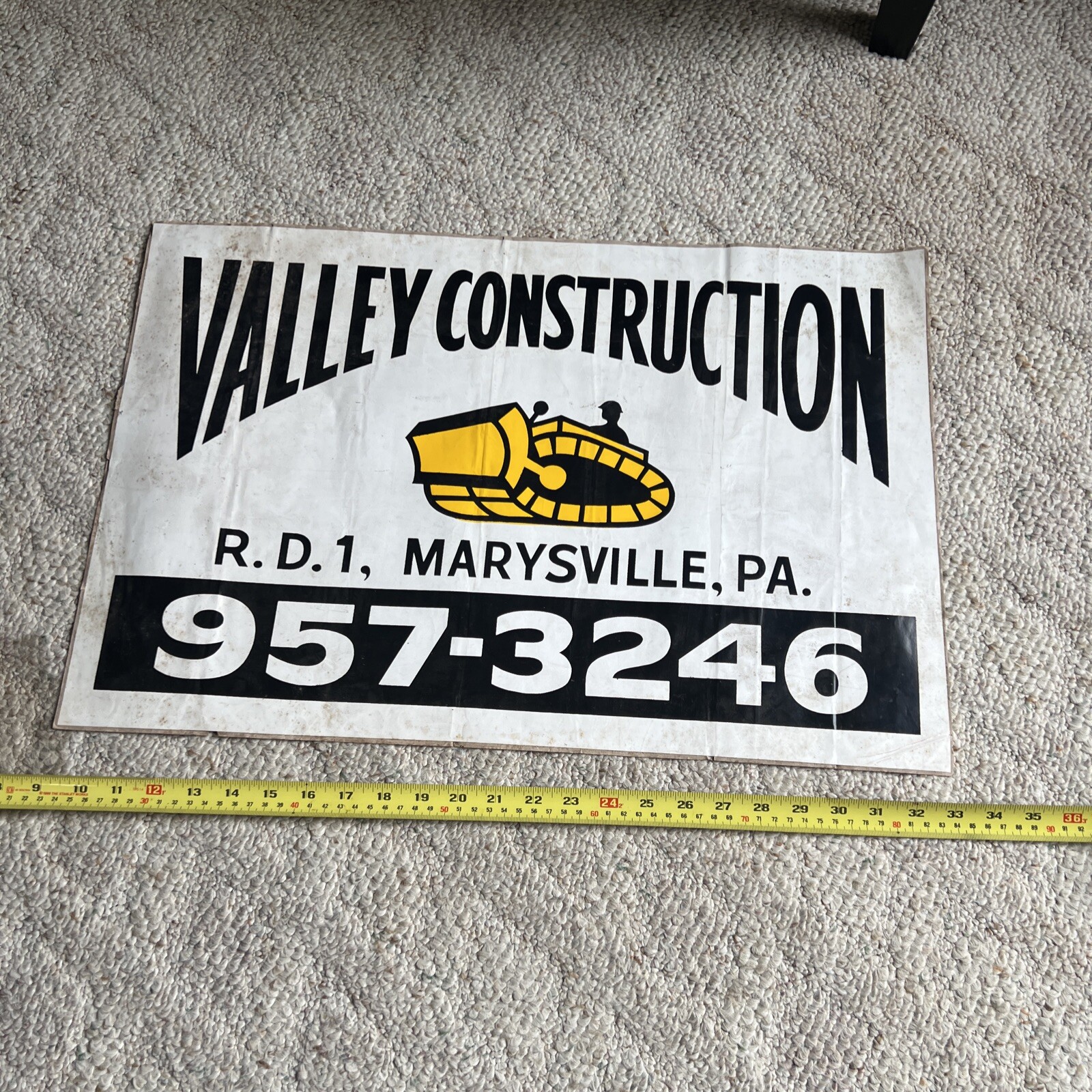 Vintage NOS Advertising Decal Sticker Valley Construction Marysville Pa
