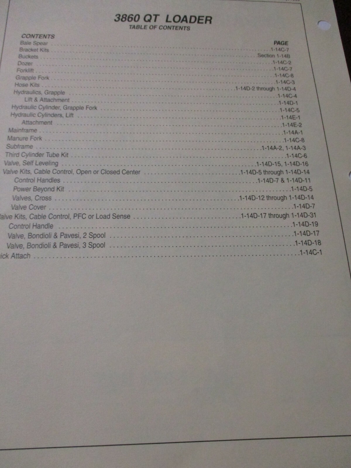 Bush Hog Model 3860 QT Loader Parts Catalog 1999