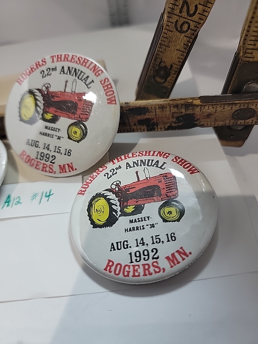 Vintage Threshing Show Button Souvenir Lot Of 3 Massey And B F Avery Tractors