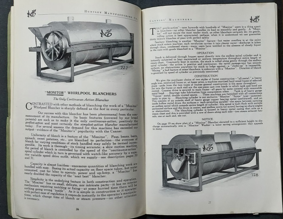 1924 Catalog Monitor Canners Machinery Huntley Manufacturing Co Silver Creek NY