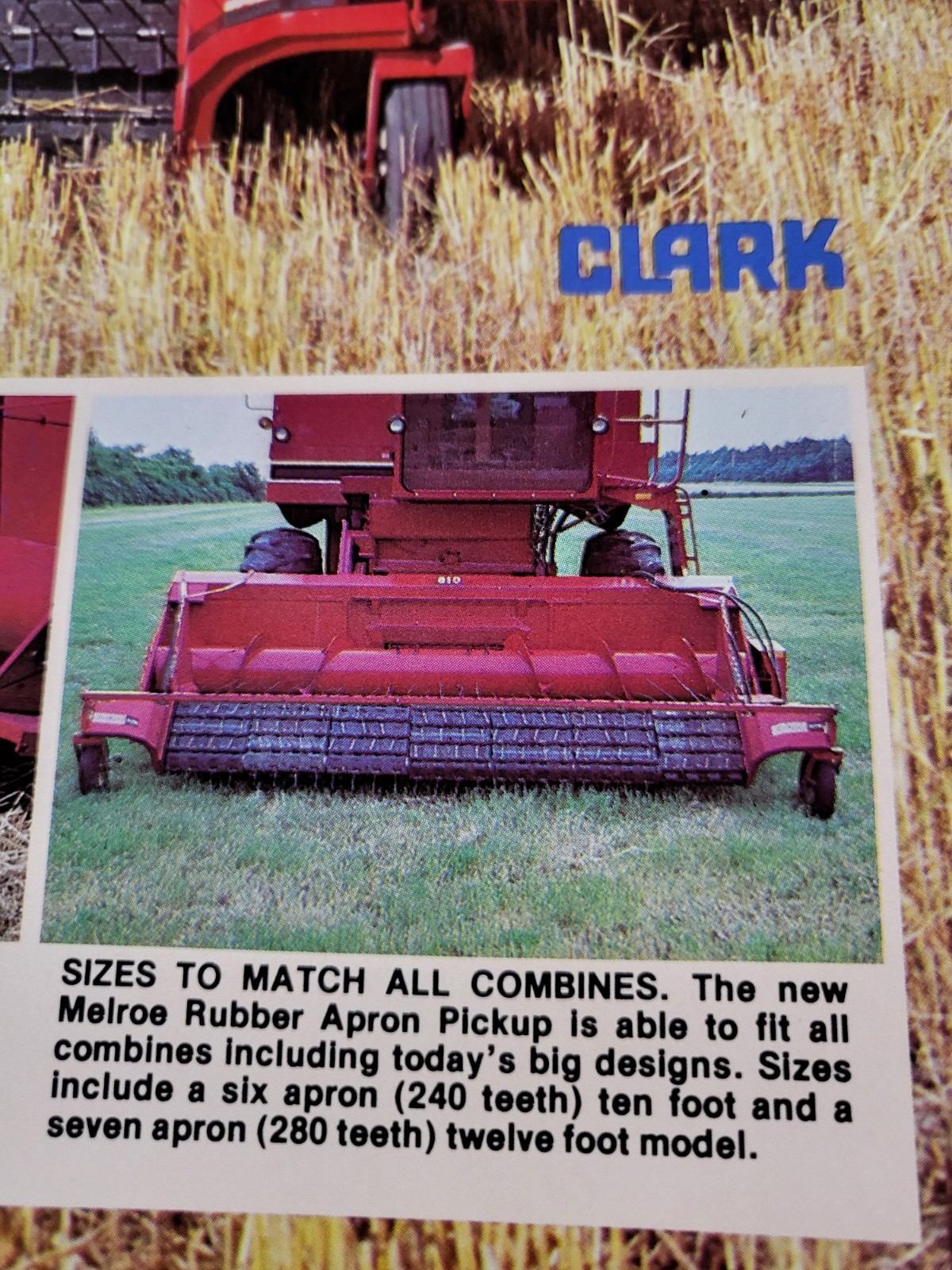 Vintage 1978 Melroe Rubber Apron Windrow Pickup MF Combine Brochure Clark Ag