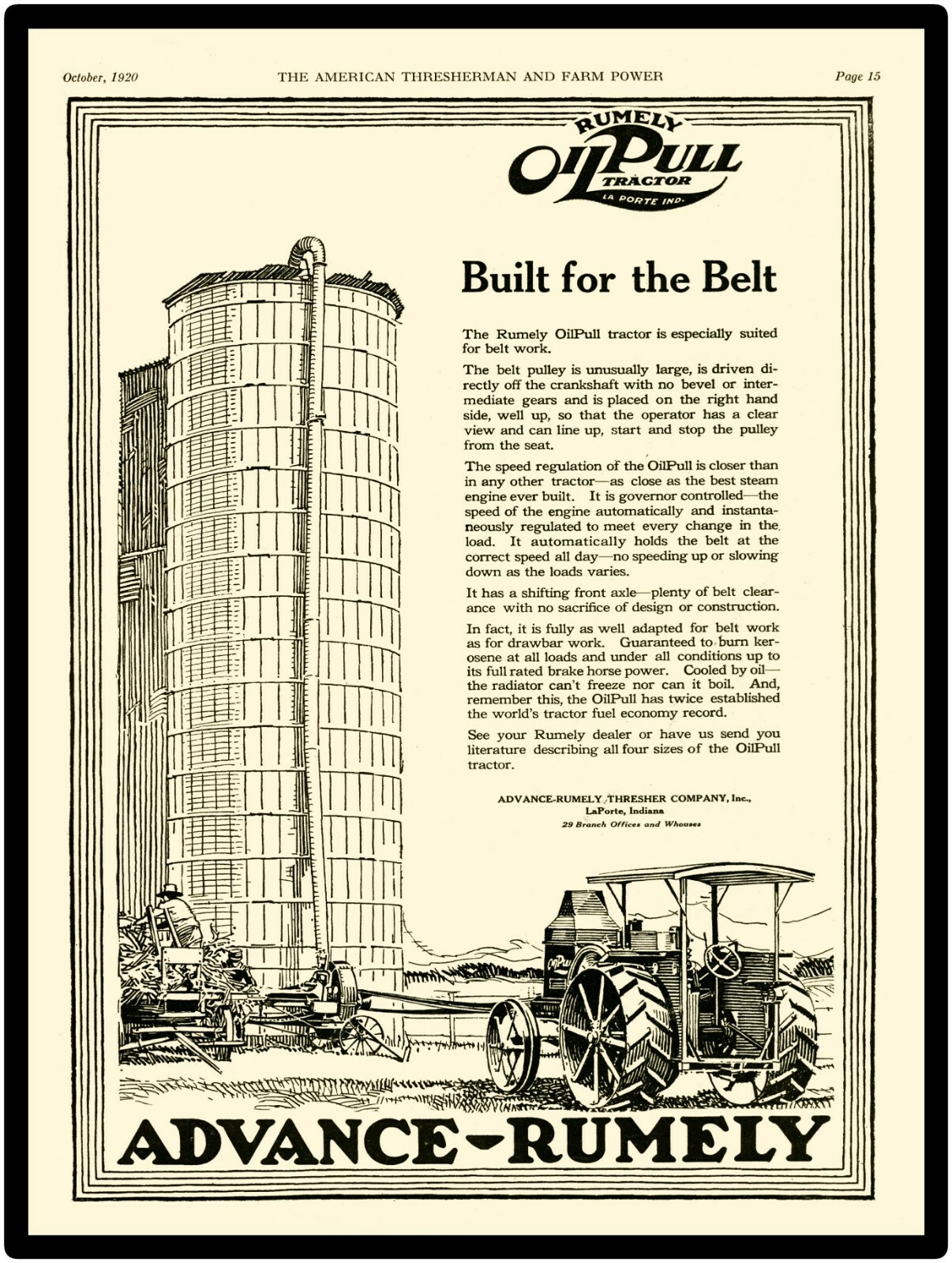 1920 Advance Rumely Co. New Metal Sign: Oil Pull Tractors Featured.