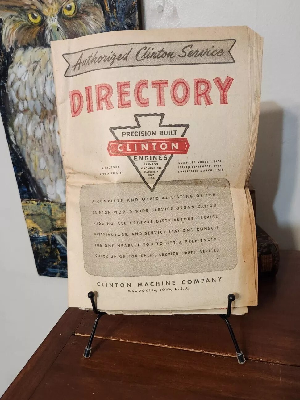 Vintage 1954 Clinton Engine Machine Co Sales Service Dealer Directory Book Guide