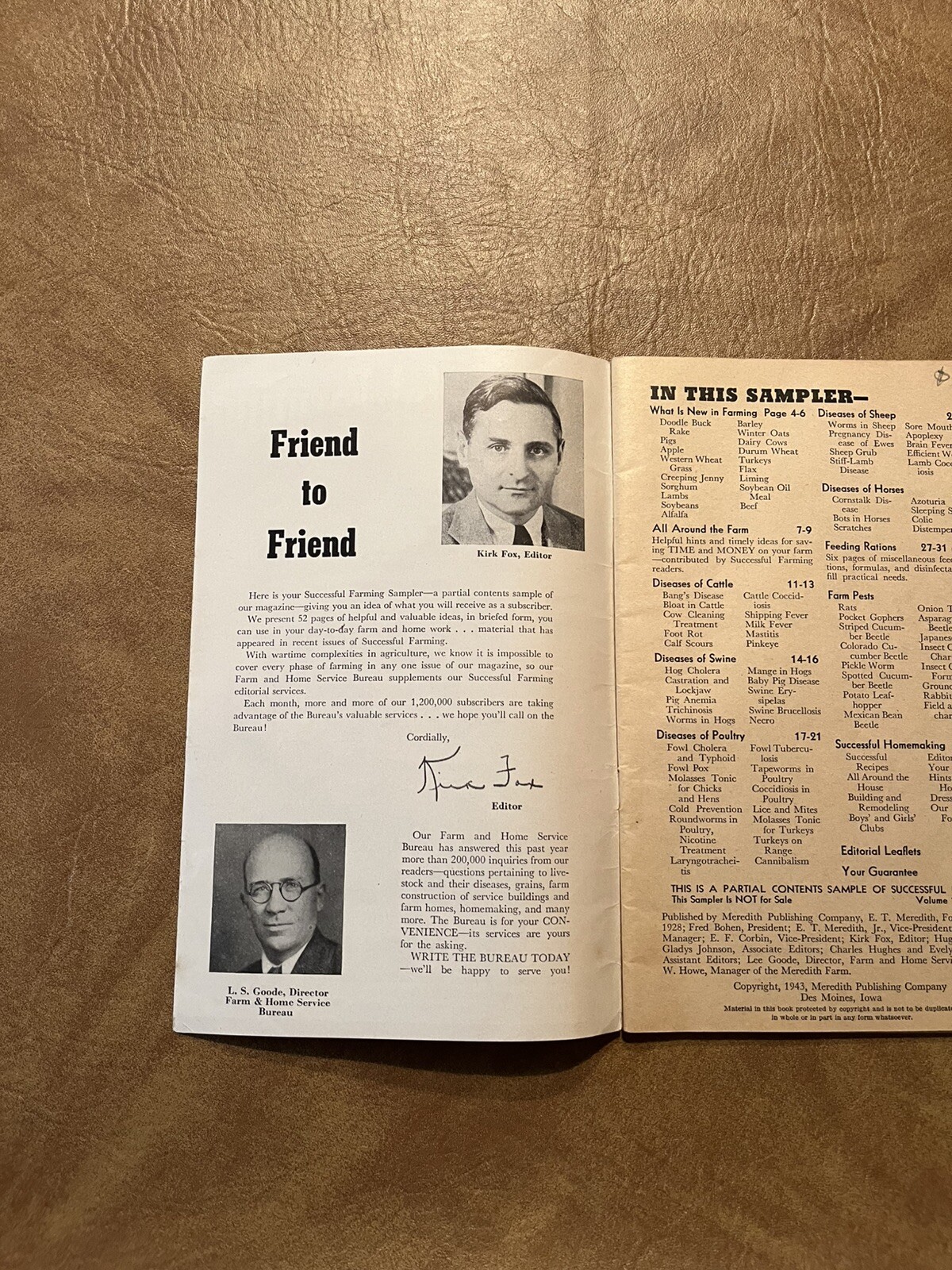 1943 SUCCESSFUL FARMING MAGAZINE « Sampler » SALESMAN SAMPLE