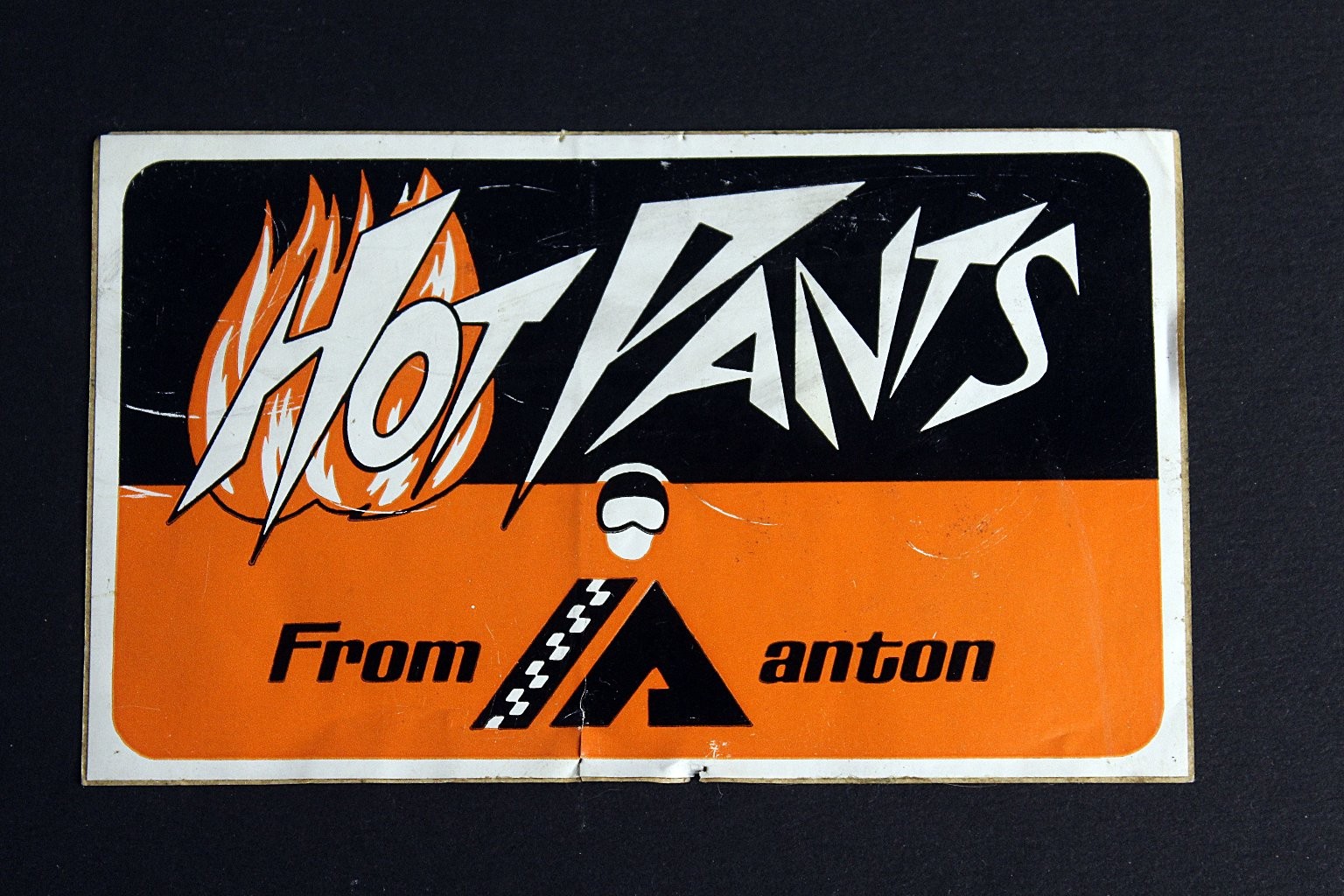 Anton Hot Pants Vintage Sticker Decal 4 1/4 Inches Orange Black