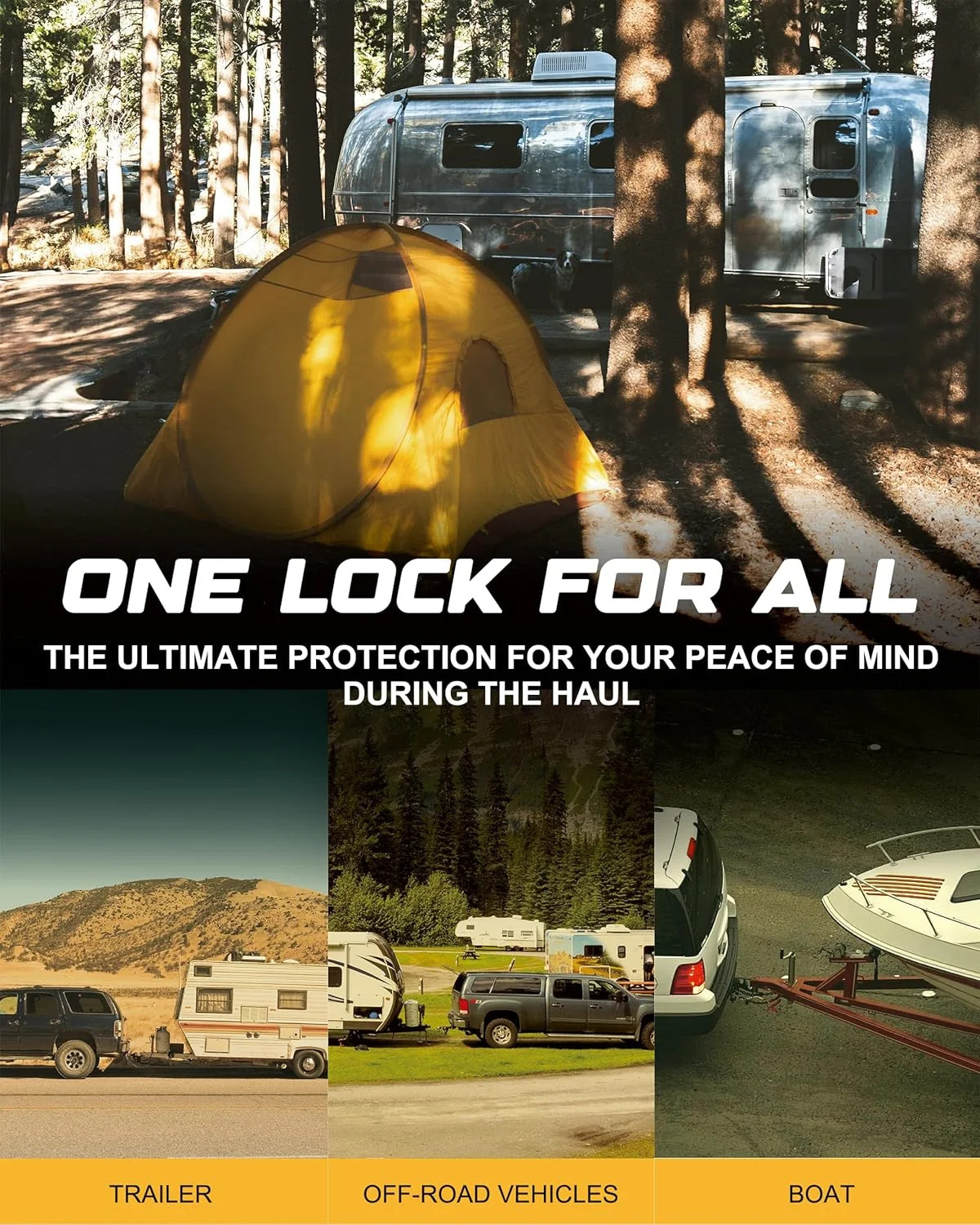 Trailer Tongue Coupler Lock, Trailer Hitch Lock,Dia 1/4 Inch, 3/4 Inch Span for