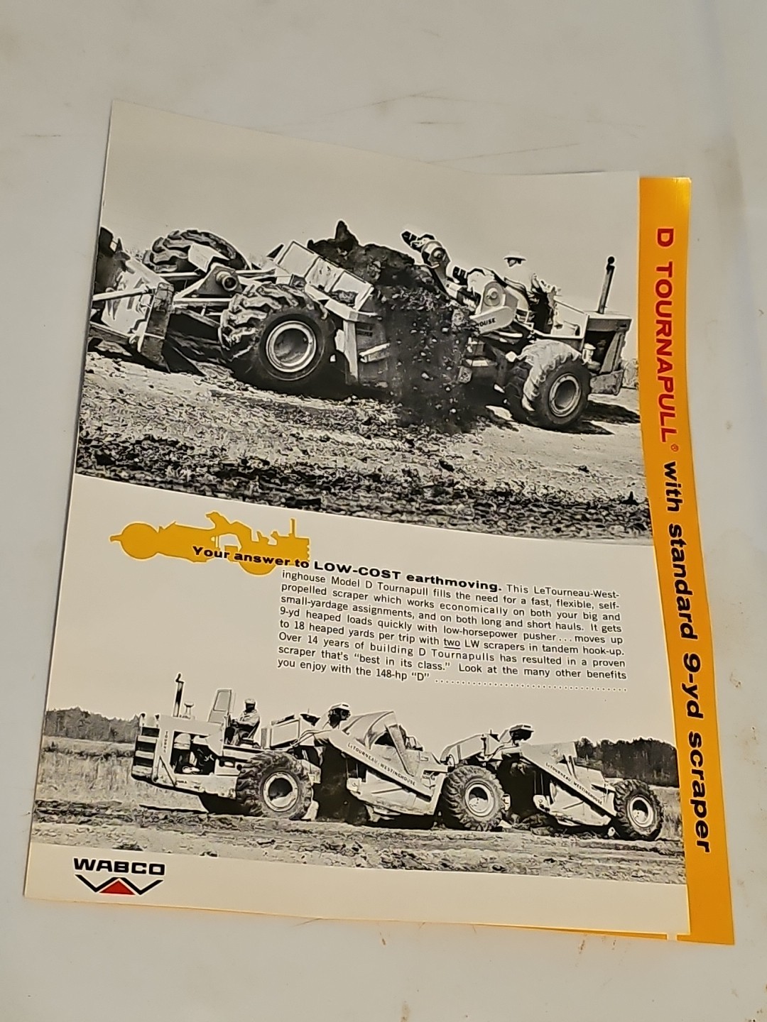 Wabco Le Tourneau D Tournapull Brochure Spec Sheet Foldout