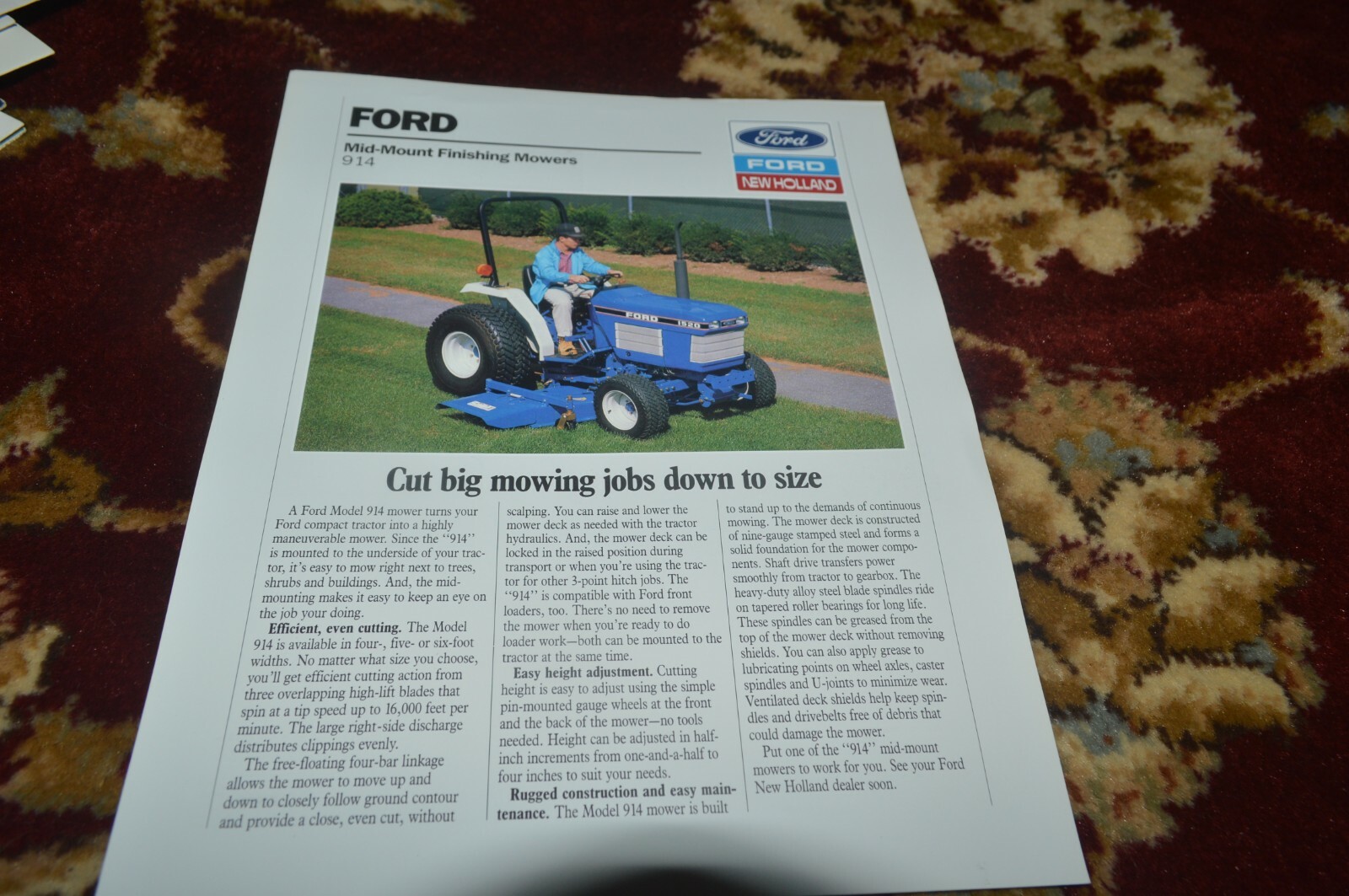 Ford Tractor 914 Mid Mount Mower Brochure DCPA15