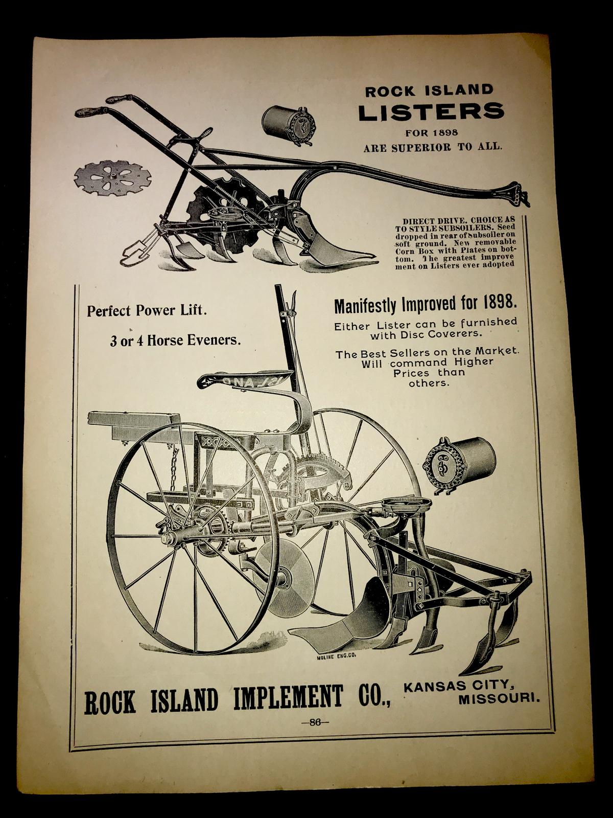 1898 Rock Island Implement Farm Advertising – Kansas City – Missouri