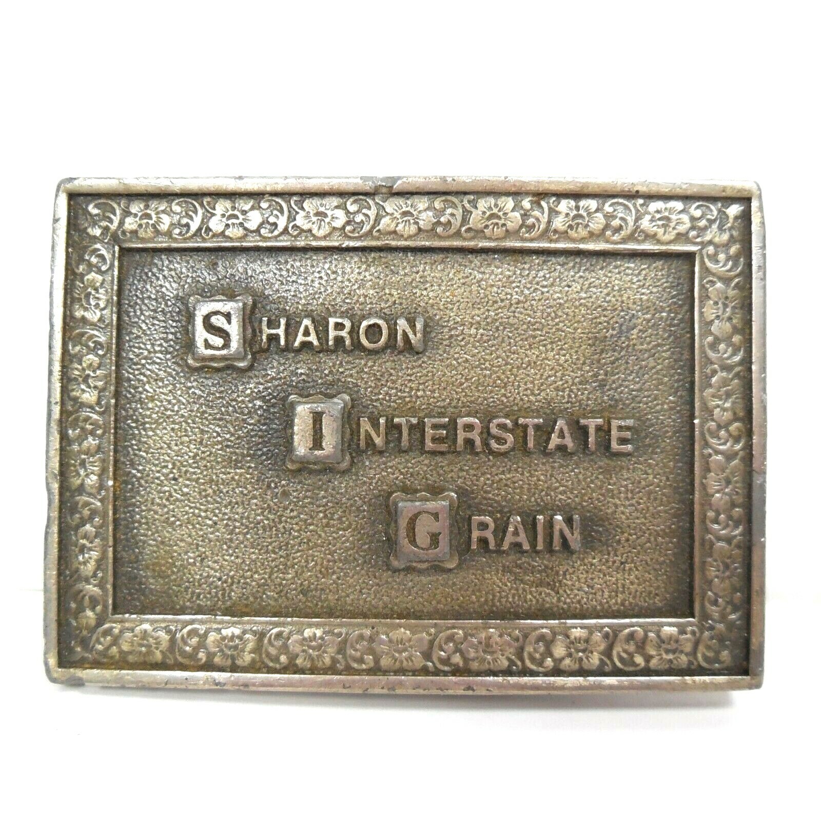Mens Belt Buckle Sharon Interstate Grain SIG Vintage 1977 Pewter Captain Hawks
