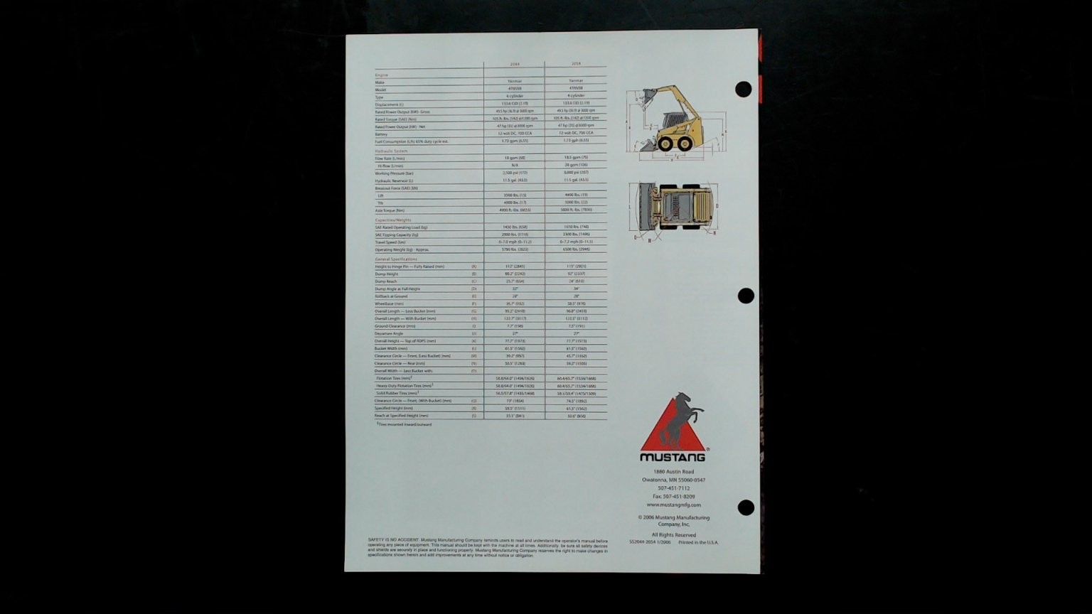 Mustang Skid-Steer Brochure Models 2044 2054 2006 Agriculture