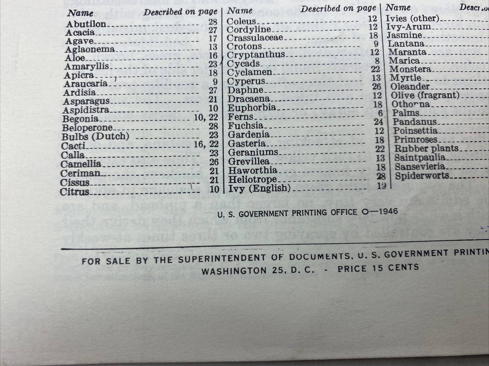 1946 USDA Farmers&rsquo; Bulletin No. 1872 House Plants Furman Lloyd Mulford