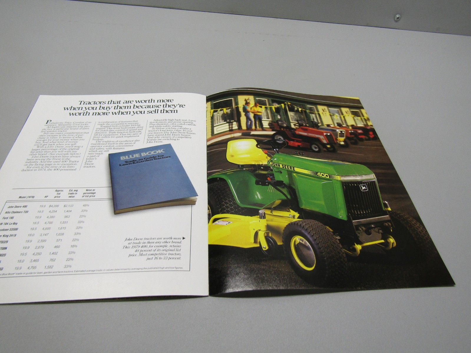 1989-1990? JOHN DEERE 300 400 SERIES LAWN GARDEN TRACTOR DEALER SALES BROCHURE