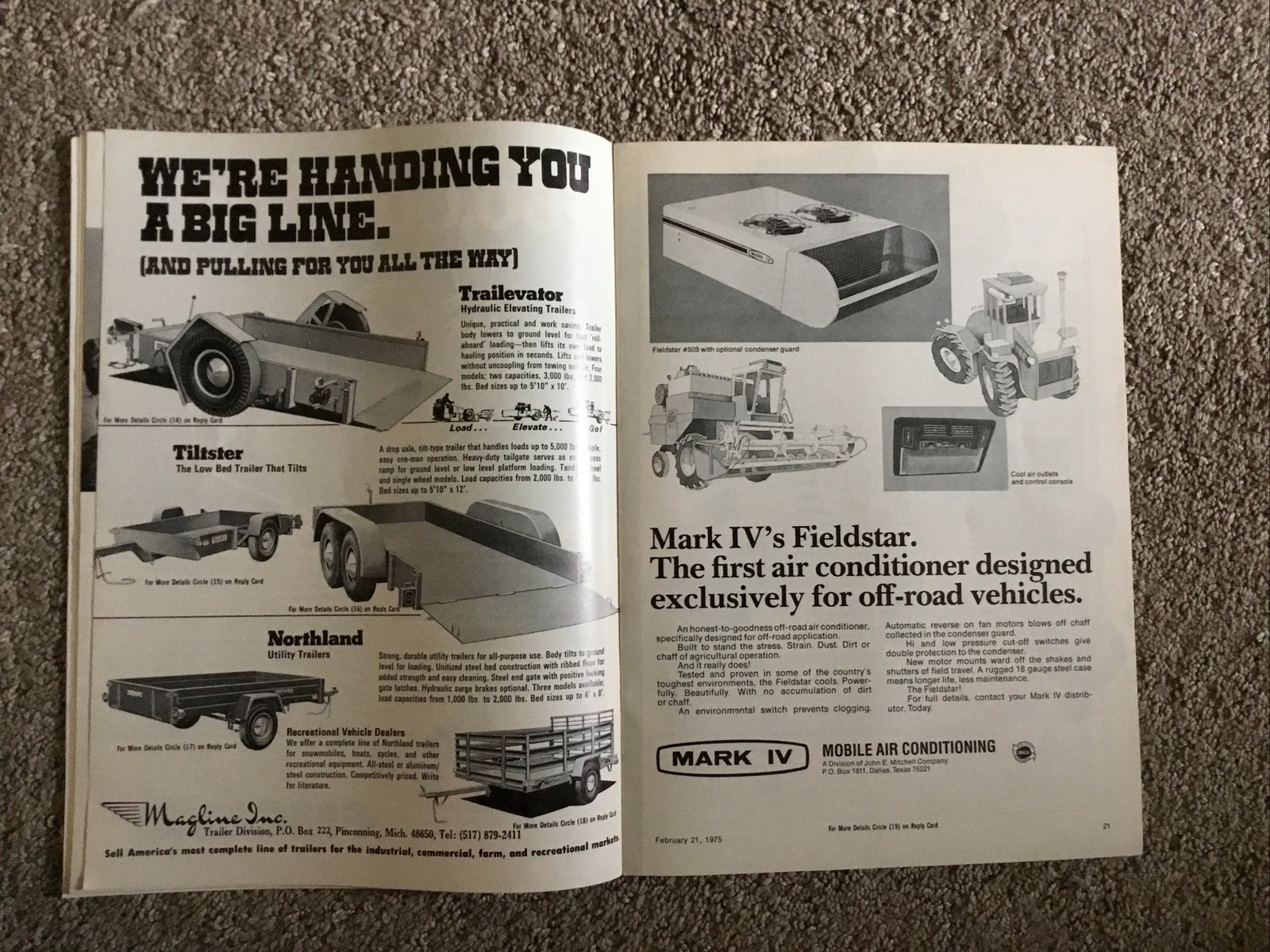 Implement & Tractor Magazine February 21, 1975 Farming Agriculture Vintage Ads J