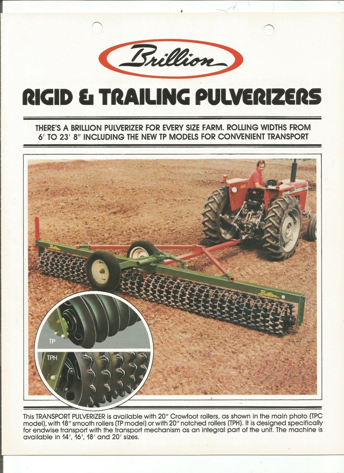 Original Brillion WP WPW Series Rigid & Trailing Pulverizers Sales Brochure 25E