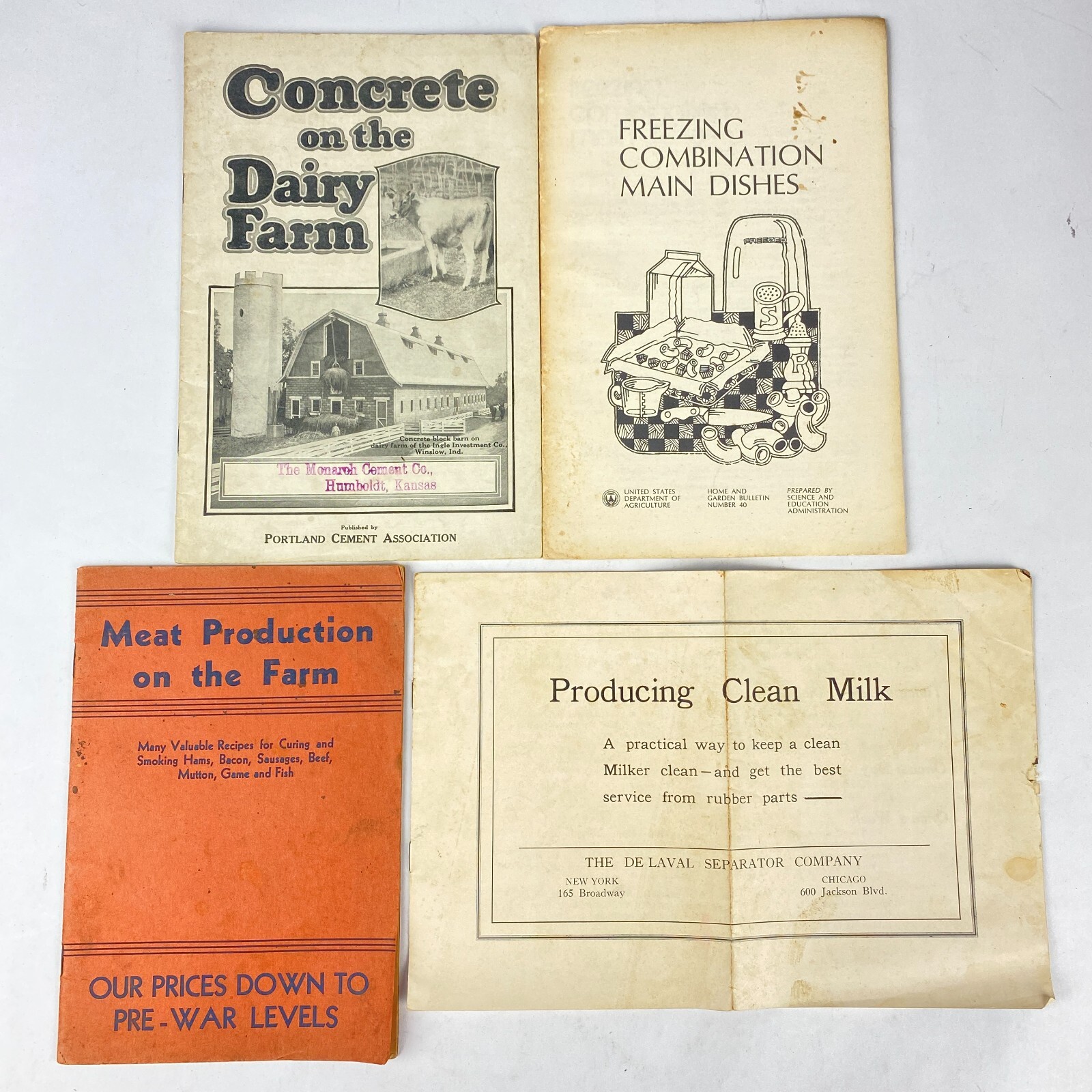Lot 4 Farming Meat Dairy Milk Freezing Agriculture Related Booklets Vintage