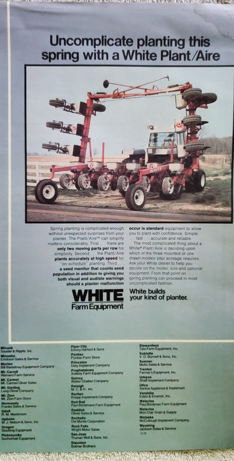 White Farm Equipment Plant/Aire Print Ad 1970&rsquo;s